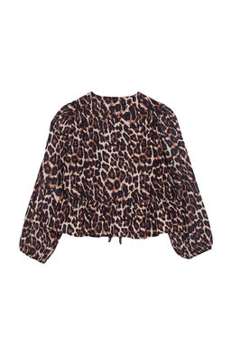 Cok Renkli Animal Leopar Desenli Baglamal? Regular Normal Kal?p Dokuma Gomlek TWOAW25GO00087