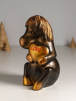 Копилка для денег Лошадь с сердцем, гипс, 23 см, под бронзу