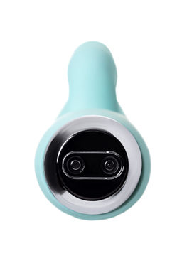 Вибратор с клиторальным стимулятором и язычком, JOS MILO, силикон, голубой, 20 см  фото 5