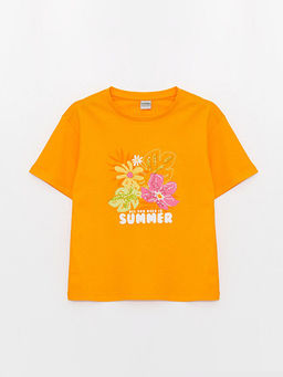 Bisiklet Yaka Bask?l? K?sa Kollu K?z ?ocuk Ti??rt