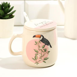 Кружка чайная керамическая с крышкой и ложкой «Каждый день прекрасен», 450 мл