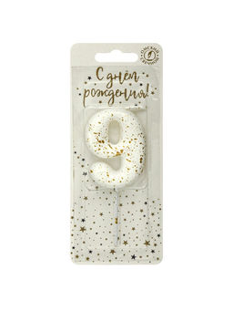 Цена за 2 шт. Свеча в торт «Белые брызги», цифра 9