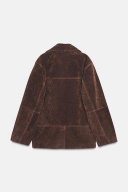 100% SUEDE LEATHER OVERSIZE BLAZER - Zara фото 12