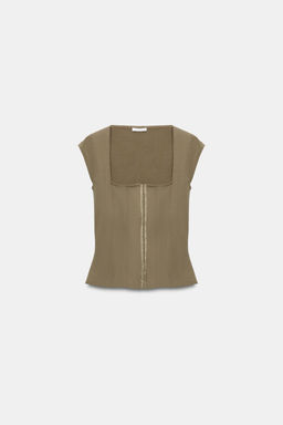 TOP CORSETERO STRETCH / Khaki oscuro - Zara фото 6