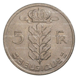 Монета 5 франков 1975 года Бельгия  Надпись на французском (BELGIQUE)