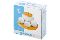 Набор 4 пр. 20,5*20,5*10 см Айсберг волны- Сахарница+Вазочка п/зубоч. и набор д/спец.2 пр.на бам.п - Elan gallery фото 30