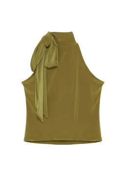 Trendyolmilla Yag Yesil Fular Baglama Detayl? Regular/Normal Kal?p Esnek Orme Bluz TWOSS24BZ00635  фото 7