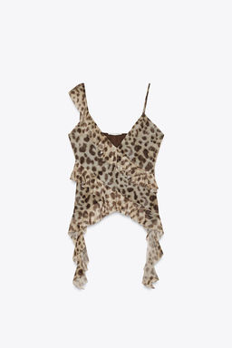 PRINTED TULLE TOP WITH RUFFLES - Zara фото 5