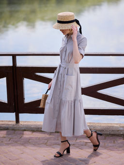 Платье хлопок OD-791-2 серый OD-791-2