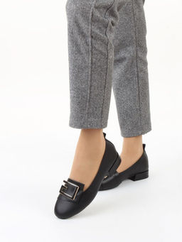 06-M47-56 BLACK Туфли женские на широкую ногу (натуральная кожа)