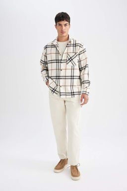 Рубашка в клетку с длинным рукавом и воротником-поло стандартного кроя - Defacto фото 2