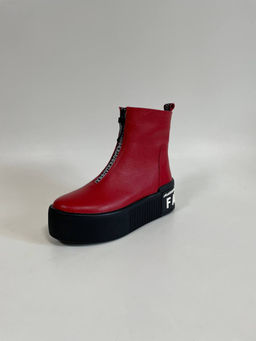 Ботинки 225.fashion. красный/Байка