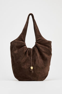 GATHERED SPLIT SUEDE BUCKET BAG - Zara фото 3