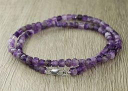 Аметист кубики гранёные 5мм, "Окта" бусы 47см