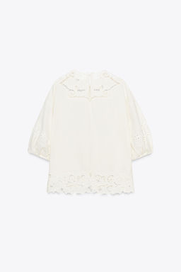 ZW COLLECTION BLOUSE WITH CUTWORK EMBROIDERY - Zara фото 7