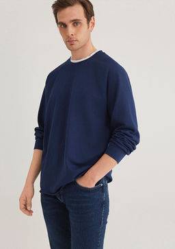 Uzun Kollu Lacivert Tisort - Mavi фото 2