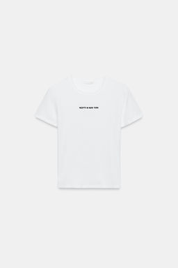 CAMISETA MANGA CORTA TEXTO / Blanco - Zara фото 3