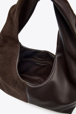 CONTRAST LEATHER SHOULDER BAG - Zara фото 7