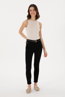 Kad_n Siyah Toothpick Fit Kanvas Pantolon