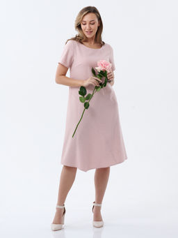 Платье с ассиметричной линией низа пудровое