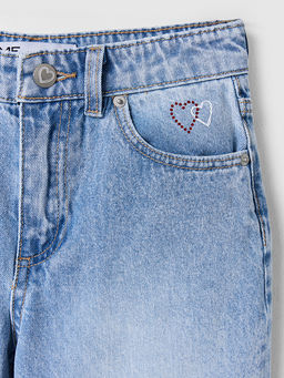 Джинсы для девочек широкие голубые - Mark formelle фото 11