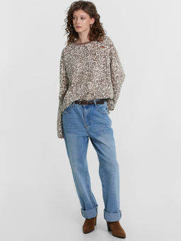 Лонгслив женский с леопардовым принтом потертый леопард 122868R