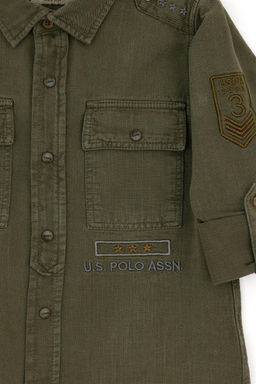 Рубашка цвета хаки с длинным рукавом для мальчика - U.s. polo assn фото 8