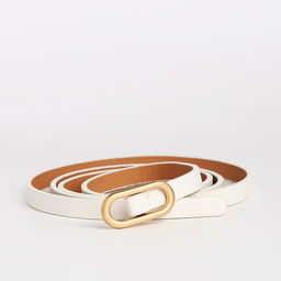 Ремень женский, ширина 0.8 см, пряжка металл, цвет белый