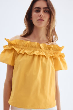 Blusa off-the-shoulder con escote de volante - H&m фото 4