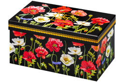 Ваза 1,5 л 11*11*21 см "Маки на черном" квадрат, NEW BONE CHINA