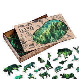 Пазл деревянный фигурный Сокровища тайги, крафт-коробка - Puzzle фото 3