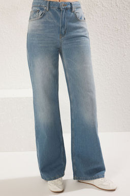 Ac?k Mavi Normal Bel Wide Leg Jeans TWOSS25JE00133 - Trendyolmilla фото 3