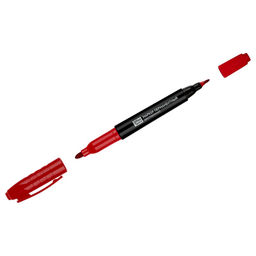 Цена за 5 шт. Маркер OfficeSpace перм. двухсторонний, пулевидный 2-4мм., красный (PMds_66085)