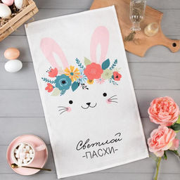 Полотенце Доляна Пасхальный зайчик 35х60 см, 100% хл, вафля 160 г/м2  фото 6