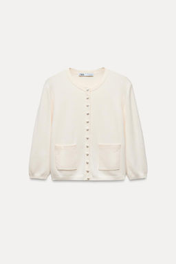 PLAIN KNIT 3/4 SLEEVE CARDIGAN - Zara фото 18