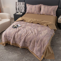 Комплект постельного белья Сатин с Одеялом 100% хлопок на резинке OBR126 160*200*25/Евро/50-70 2 шт