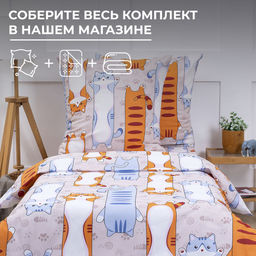 Простыня на резинке 090*190 см, бязь Комфорт, детская расцветка (Кот батон) - Ивановотекстиль фото 2