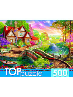 TOPpuzzle 500 элементов "Волшебный домик у моста" (Ф500-7013)