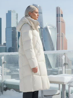 Пальто зимнее Visdeer 7709B женское утепленное 240 г/м² бежевое  фото 18