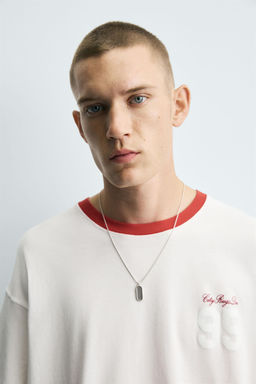 T-SHIRT WITH CONTRAST NECK - Zara фото 6