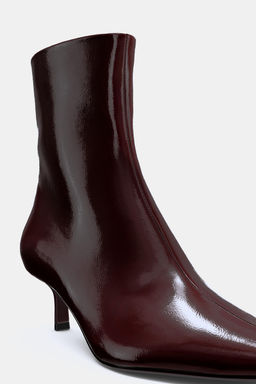 FAUX-PATENT KITTEN HEEL ANKLE BOOTS - Zara фото 8