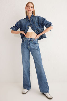 Ac?k Mavi Yuksek Bel Wide Leg Jeans TWOSS25JE00068 - Trendyolmilla фото 6