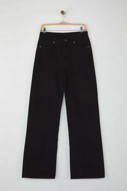 Siyah Yuksek Bel Kusgozu Baglama Detayl? Wide Leg Palazzo Jeans TWOAW26JE00128 - Trendyolmilla фото 5