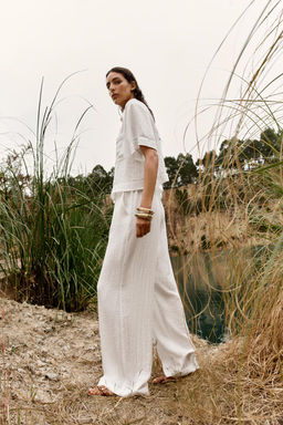 RUSTIC WIDE-LEG TROUSERS - Zara фото 3