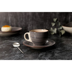 Чайная пара Доляна «Морской мир», 2 предмета: чашка 200 мл, блюдце d=14.5 см, керамика, коричневая