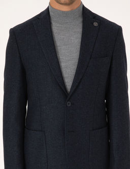 Lacivert Slim Fit Y_n Kar___ml_ Bal_ks_rt_ Ceket