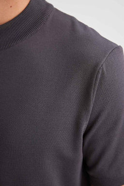 Трикотажная футболка стандартного кроя с круглым вырезом - Defacto фото 5