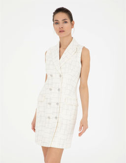 Ekru Slim Fit T_vit Elbise