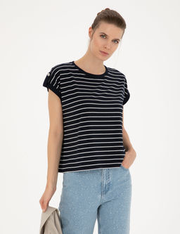 Lacivert Comfort Fit _izgili Ti__rt
