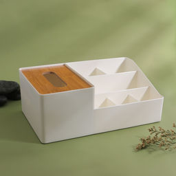 Органайзер для хранения «BAMBOO», 7 секций, 26,7 × 10 × 17 см, цвет белый/коричневый